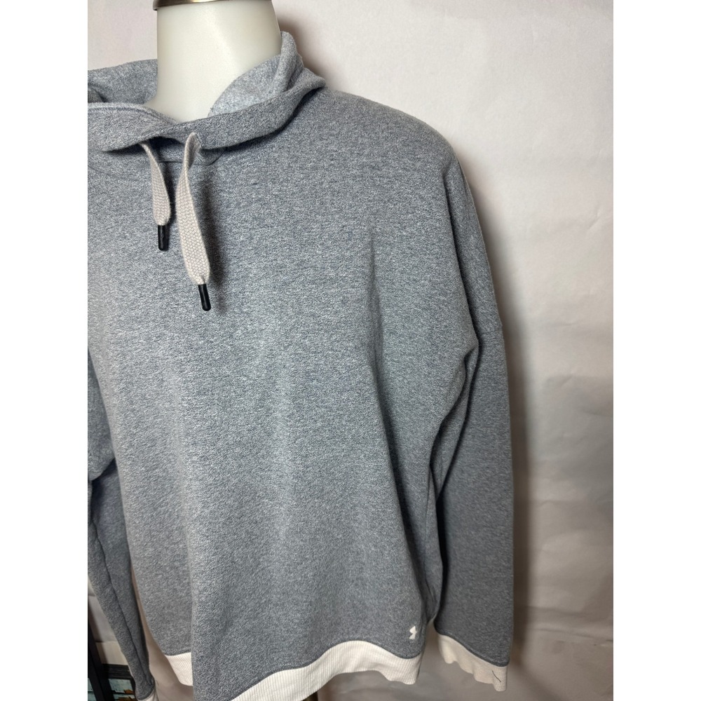 Men's Under Armour Funnel Neck Pullover Sweatshirt Gray White Trim Size Large